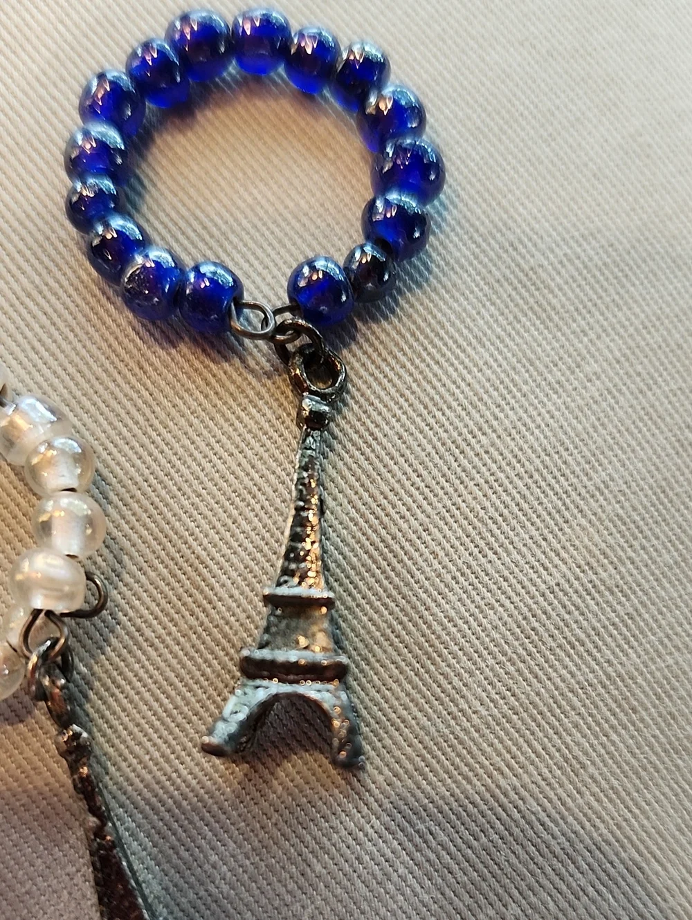 Set 6 Glass Bead Wine Glass Charms With Eiffel Tower